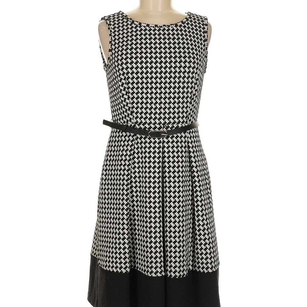 Calvin Klein Black and White Houndstooth Dress